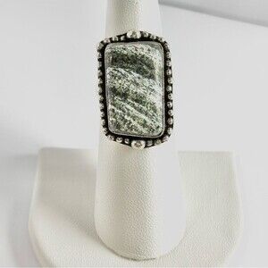 GREEN Swiss Opal Genuine Stone 925 Sterling Silver Ring